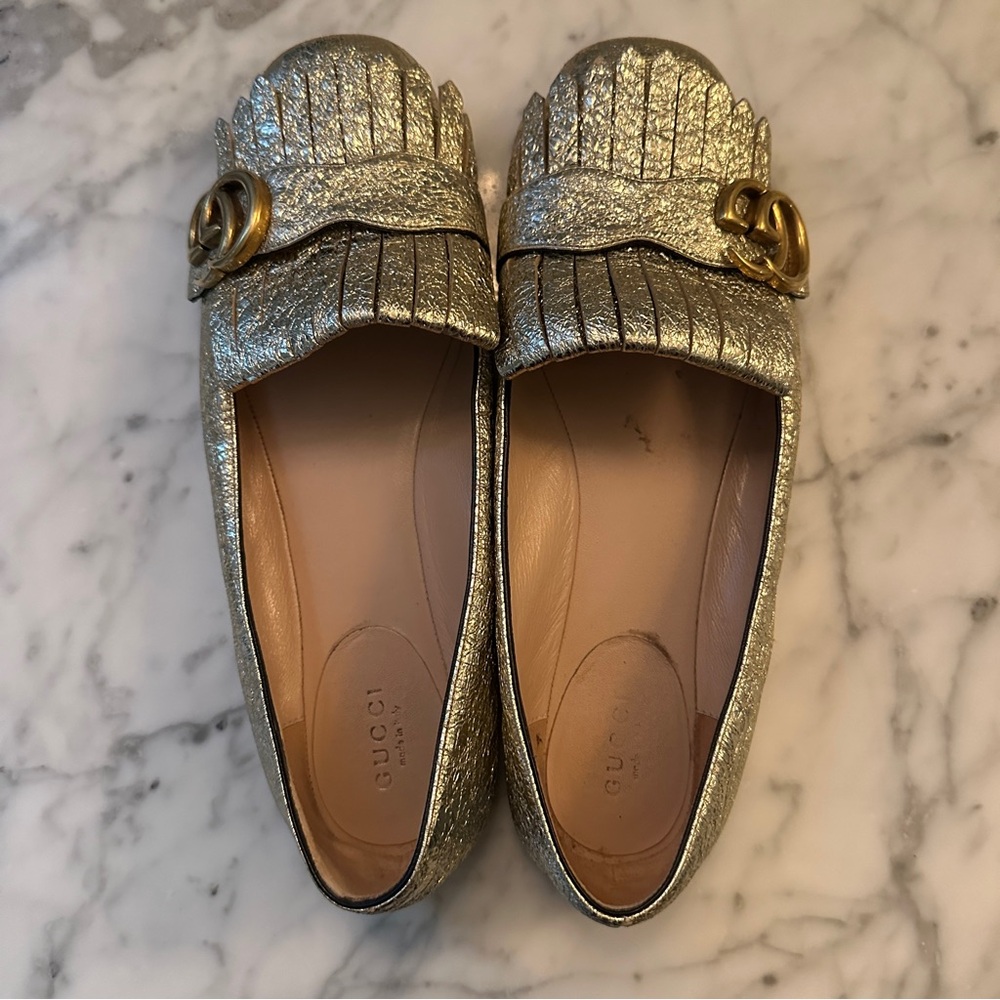 GUCCI Gold Marmont Flats, SZ 38